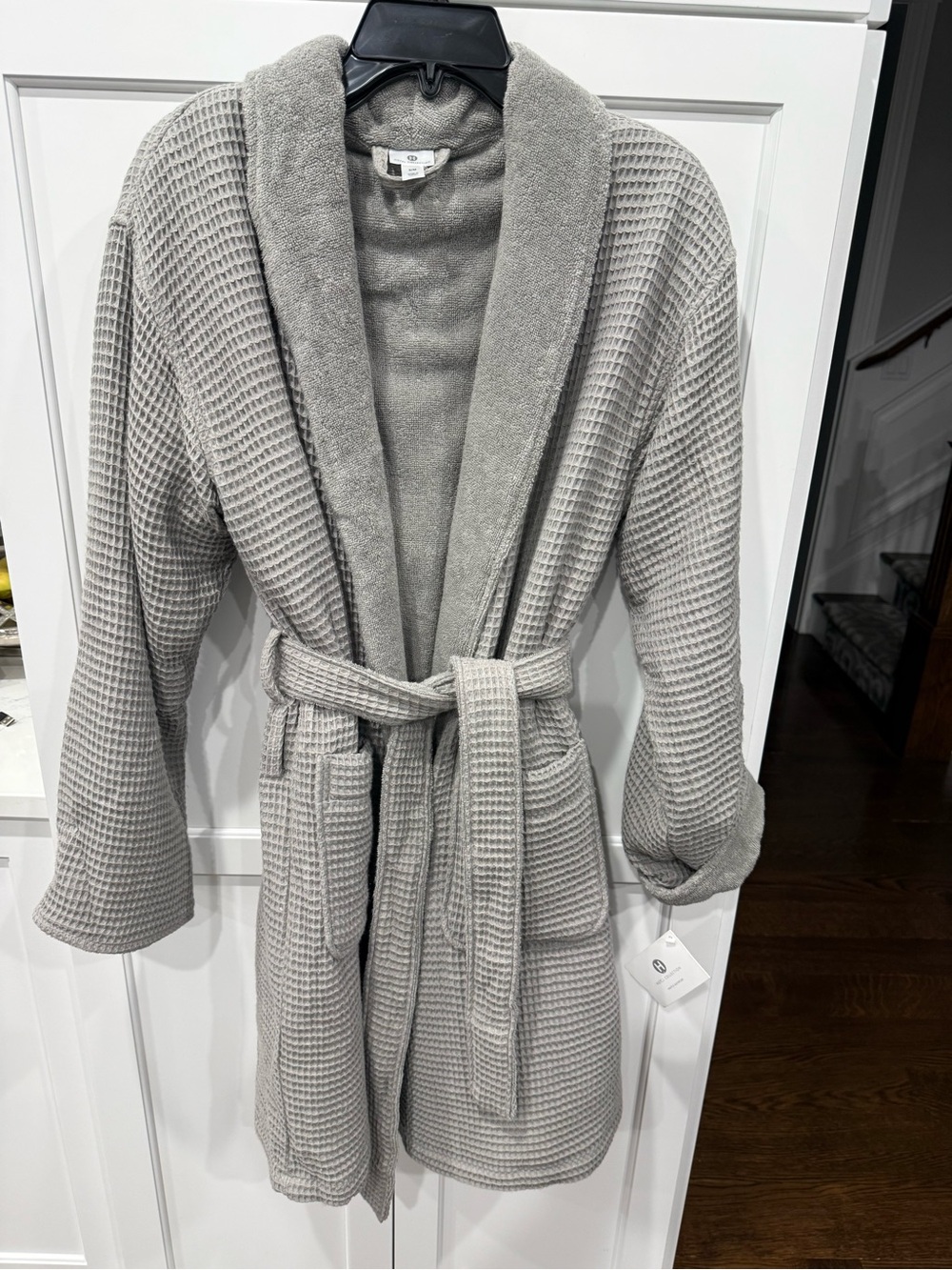 NWT Hotel Collection Cotton Waffle Textured Bath Robe, Grey $200 MSRP